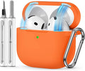 for AirPods 4 Case 2024 with Cleaner Kit & Keychain-Magnetic Orange | Silicone Protective Cover for Apple AirPods 4th Generation Case,for Women Men,One-Piece Design,Shockproof,Dust Proof,Magnetic