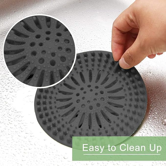 Gotega 5 Pack Bathroom Sink Drain Strainers, Hair Catcher for Shower | Shower drain covers protector, flexible TPR material, light-colored, hair trap garbage disposal parts, easy to clean