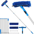109" Window Cleaning Squeegee Kit, Professional 2 in 1 Squeegee Window Cleaner with Extension Pole, Window Washing Kit with 2 Blade 2 Pads for Indoor & Outdoor High Windows Car Glass