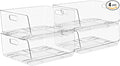 Sorbus Stackable Storage Bins Open Front - Pantry Bins for Storage and Organization - Acrylic Stackable Bins for Kitchen - Clear Pantry Organizer Bin (Large 4 Pack)