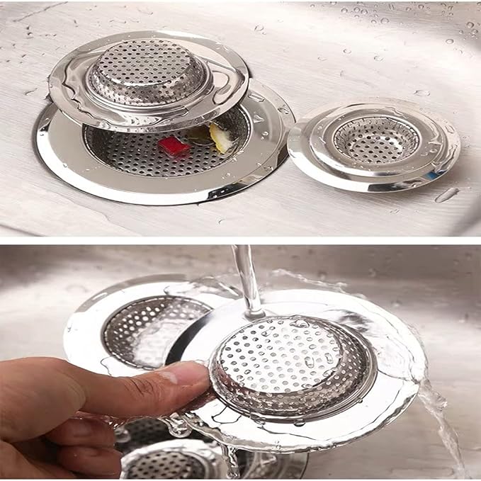 Drain Hair Catcher,Drain Stoper,Shower Drain Cover for Bathtub, Kitchen Sink Strainer, Stainless Steel Bathroom Sink, Drain Stopper with (4 PCS,White,2.7 in)
