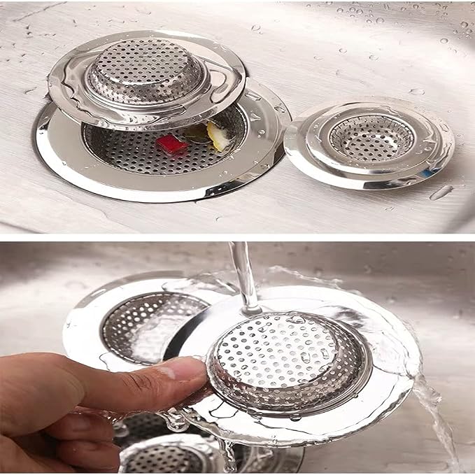 Drain Hair Catcher,Drain Stoper,Shower Drain Cover for Bathtub, Kitchen Sink Strainer, Stainless Steel Bathroom Sink, Drain Stopper with (2 PCS,Black,4.5 in)