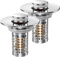 Bathroom Sink Stopper, Pop-up Sink Drain Strainer with Removable Stainless Steel Strainer Basket Hair Catcher, Bathroom Sink Strainer for Bathroom Sink Stopper (2PCS)