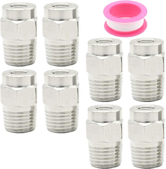 VIKKSAER 8 Pcs Stainless Steel Surface Cleaner Tips with 2.5 Orifice, 1/4'' Male NPT 4000 PSI Threaded Spray Nozzles, Surface Cleaner Tips for Pressure Washer Nozzles