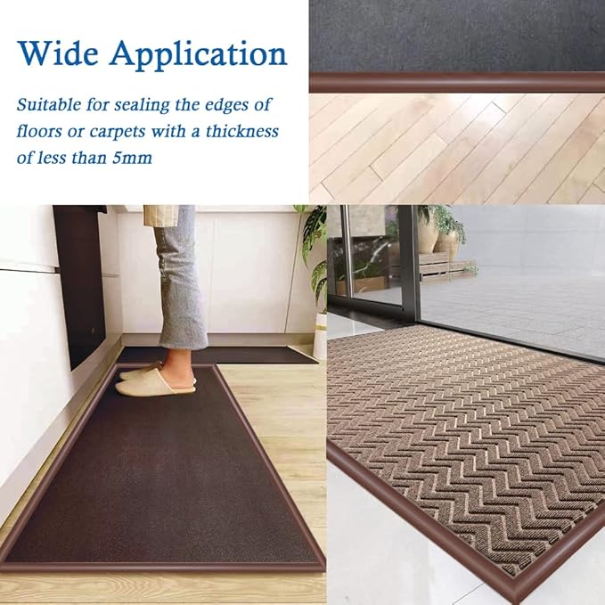 Floor Transition Strip Self Adhesive Carpet & Flooring Transitions Edging Trim Strip PVC Threshold Transitions Suitable for Threshold Height Less Than 5mm (10Ft, Black Walnut)