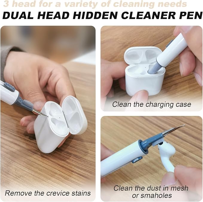 for AirPods Case Cover, Come with Cleaner Kit, Soft Silicone Protective Cover with Buckle, Compatible with Apple AirPods 2nd 1st Generation Charging Case, Front LED Visible, Cream Colored