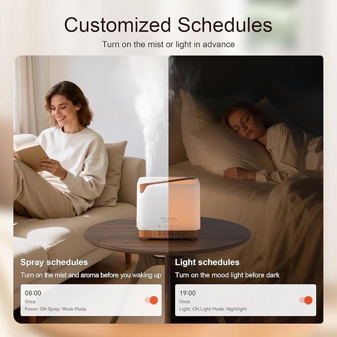 ASAKUKI Essential Oil Diffuser Smart WiFi Humidifier 700 ml | Easy Connect with Alexa and Google Home, Phone App & Voice Control, Customized Schedule Timers and LED Light