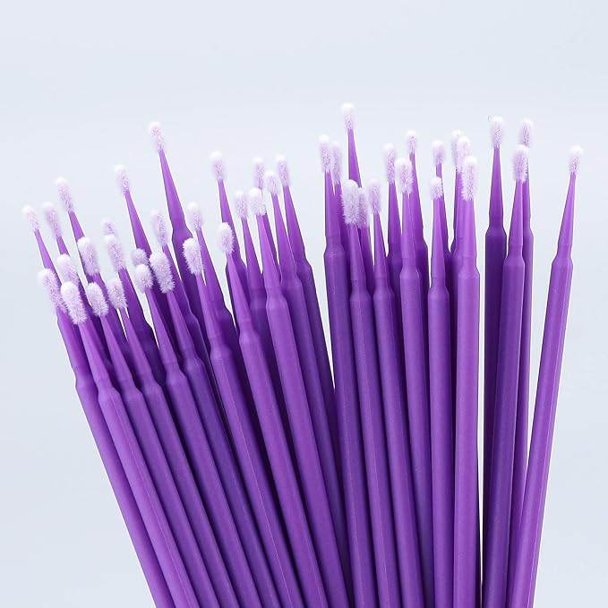 G2PLUS Micro Swabs, Disposable Micro Applicator Brushes and Swabs 100PCS | Purple Cotton Tips for Makeup Correction, Eyeliner Detailing, Nail Art Cleanup, Brow Tinting, Lash Extension Prep and Pro Use