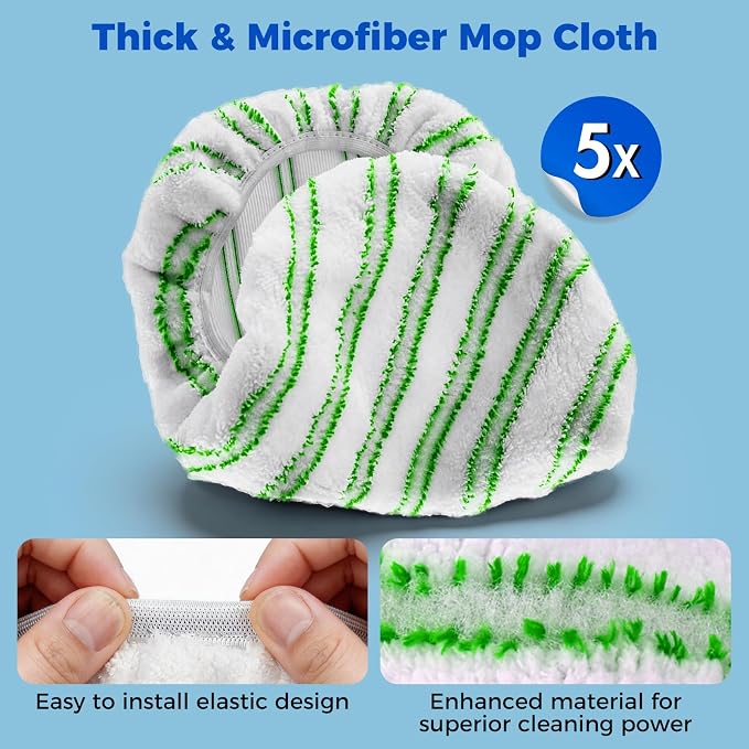 Masthome Microfiber Flat Mop,16" Head with 5 Washable Pads | 360°Rotating Wet Dry Mop, Adjustable Handle,Free Cleaning Scraper,Dust Mop for Hardwood Tile Laminate Floors