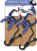 Holden USA - Ladder Clamp - Stabilizer Clip – Secure Safety Clamp for Roof, Gutters, and Wall Prep – Durable Support Cord for Roofing and Gutter Tasks (Pair / 2 Units) Blue