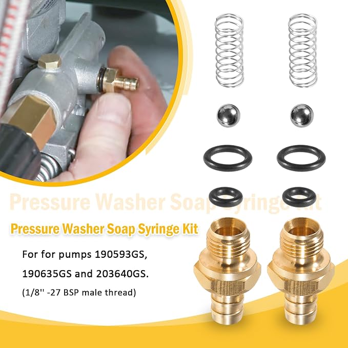 Pressure Washer Chemical Soap Injector Kit for Briggs and Stratton, Homelite, Ryobi and Husky Replaces 190593GS 190635GS and 203640GS (2 Set)