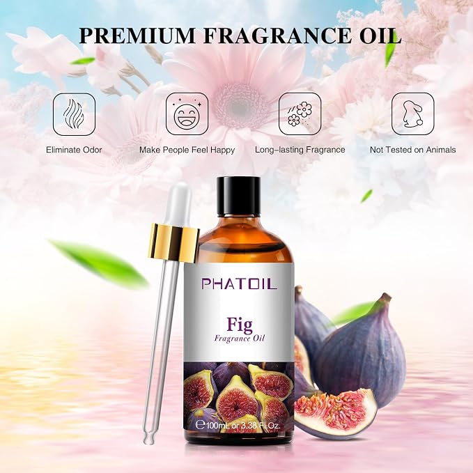 PHATOIL Fig Fragrance Oil for Diffuser Aromatherapy 3.38FL.OZ | Long Lasting Scented Oils For Humidifier, Air Freshener, DIY Soap Candle, Scent Project Making, Aroma Oil for Home Freshening