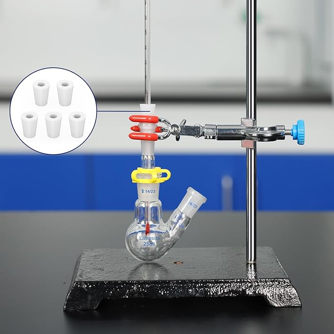 Labasics 5-Pack 6# Single-Hole Silicone Stoppers, White Tapered Lab Seal Stoppers with 0.31" Hole, Durable and Reusable Silicone Plugs for Laboratory Glassware, Airtight Sealing, and Experiments