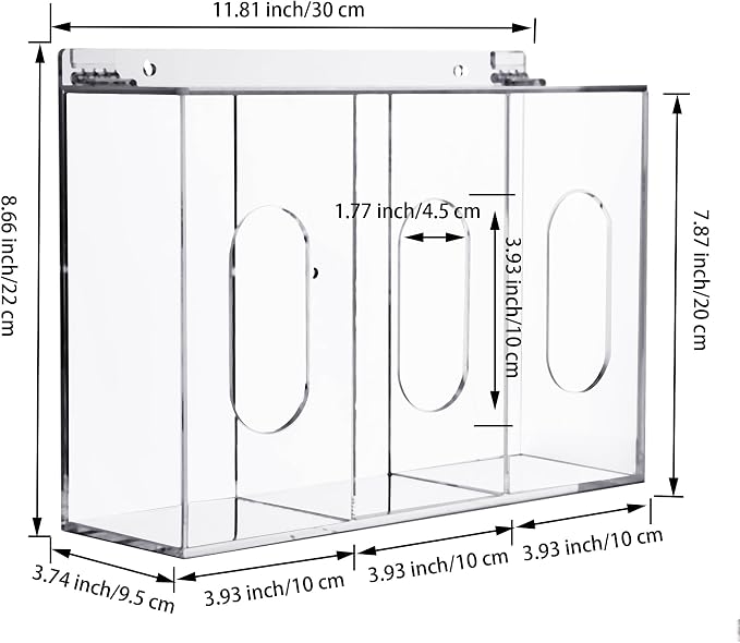Hairnet & Shoe Cover Dispenser Triple Disposable Mask Plastic Glove Box Holder with Lid Wall Mount Acrylic Clear Storage Containers for Organizing Sanitation Tool Case (clear)