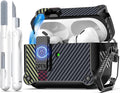 R-FUN for AirPods Pro 2 Case with Lock Magnetic Lid, CF Gray | Compatible with AirPods Pro 2nd Generation and AirPods Pro 1st Generation (2019) Case with Cleaner Kit & Carabiner, MagSafe