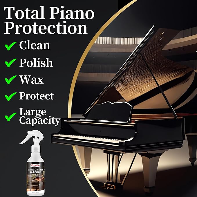 Piano Cleaner and Polish, Clean, Wax and Protect Glossy All in One Bottle Restore the Shine, Remove Fingerprints and Stains, and Enhance the Brightness of the Wood or Lacquer Finish, 8.45 Fl Oz | Remove Fingerprints,and Enhance the Brightness of the Wo...