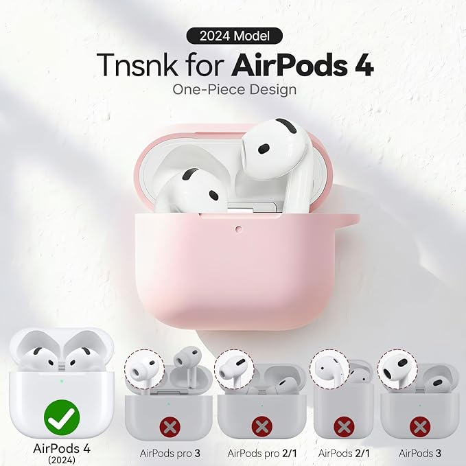 for AirPods 4 Case Pink with 3-in-1 Cleaner Kit & Keychain | Skin-Soft Silicone Drop Protection iPod 4 Case Cute Compatible with Apple Airpods 4th Gen 2024 Cover for Women Girly
