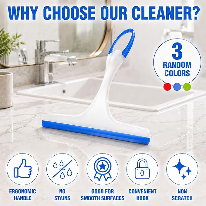 Shower Squeegee for Glass Doors, 3pcs Bathroom Squeegee for Shower Glass | Window Cleaning Squeegee Glass Shower Door for Car Window Wiper Mirror Windshield,Made of Silicone,Reusable,Easy to Clean