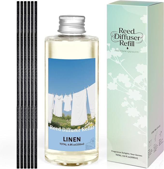 STRN Reed Diffuser Oil Refill, Linen Scented Diffuser with Stick 200ML Home | Summer Long-Lasting Fragrance for Living Room, Bedroom, Office, Home Décor