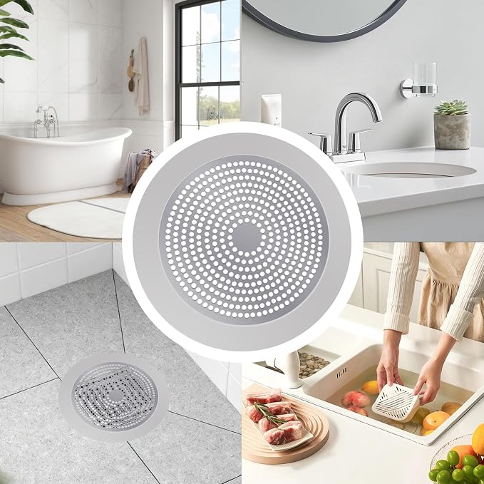 Shower Hair Drain Catcher - Stainless Steel, 5.7in Wide Rim for Robust Bathtub Adhesion, Easy Maintenance, Prevents Clogs, Perfect for Homeowners, Renters, Parents, Pet Owners
