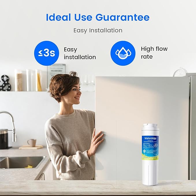Waterdrop EDR4RXD1 Replacement for EveryDrop® Filter 4, Whirlpool® UKF8001, 4396395, Maytag® UKF8001AXX-200, UKF8001AXX-750, WD-F07, Refrigerator Water Filter, 4 Filters