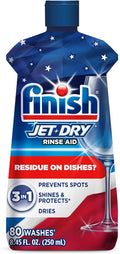 Finish Jet-Dry Dishwasher Rinse Aid, Compatible with Dishwasher Detergent, Prevents Spots & Residues, Dries, Shine & Protects, 8.45 oz, 80 Washes.