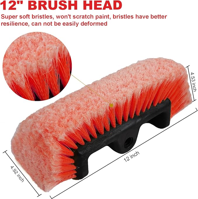 Car Wash Brush with Long Handle for Car Truck Boat RV SUV Washing (Orange, 70")
