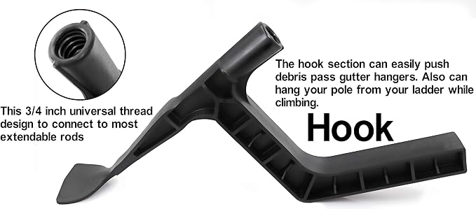 Roof Gutter Cleaning Tool, Gutter Cleaning Spoon and Scoop, Gutter Tool with Unique Shaped Hook to Pull Debris Under Gutter Hangers and Clean Behind Skylights and Other Roof Structures