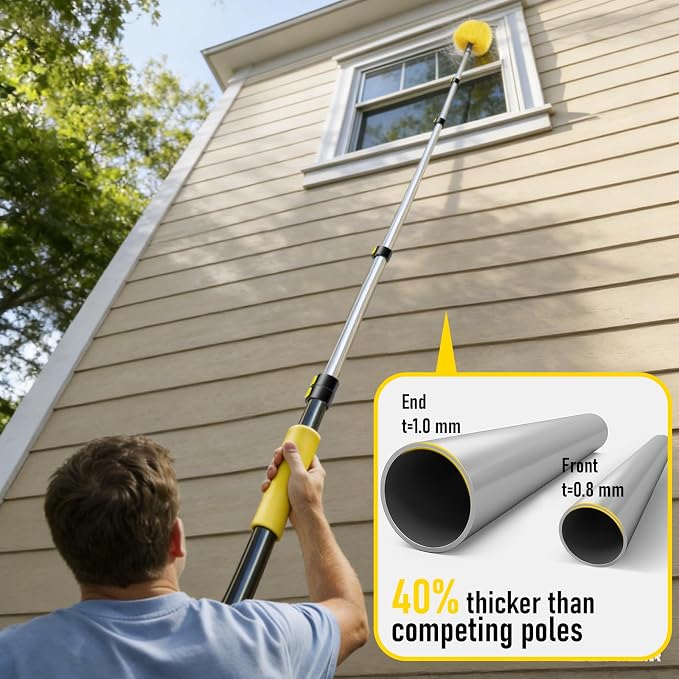 30 Foot High Ceiling Duster Kits with 4.7-24ft Heavy Duty Extension Pole | High Reach Duster for Cleaning,Microfiber Feather Duster,Cobweb Duster,Ceiling Fan Duster,Window Squeegee & Cleaner