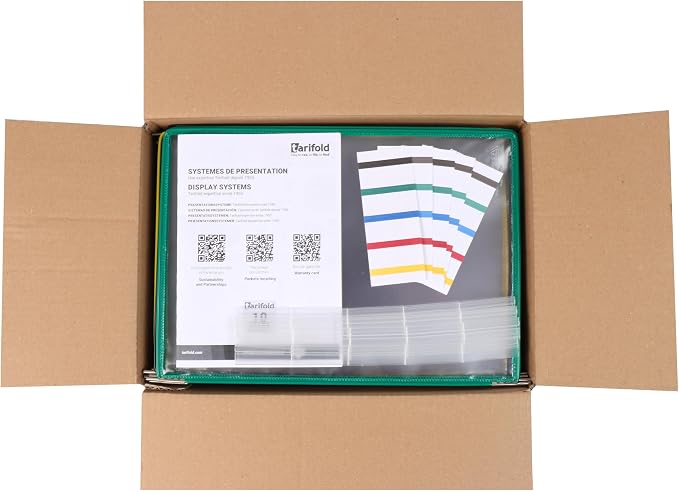 Djois 114049 – Pack of 50 Pivot Pivot Pockets A4 Portrait – Tarifold Professional Presentation System – Soft PVC, Durable, Anti-Glare, Steel Frame – Various Colours