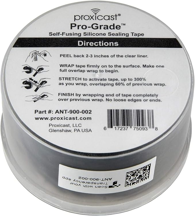 Proxicast Pro-Grade Extra Strong 30mil Weatherproof Self-Fusing Silicone Rubber Sealing Tape For Outdoor Antenna Coax & Electrical Cables, Hose/Pipe Leaks & Emergency Repairs (1.5" x15' roll) - Yellow