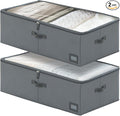 10-Inch Under Bed Storage Containers (2-Pack) | Sturdy Sidewalls | Clear Cover & Label Holder | Foldable Closet Organizer | Stores Clothing/Blankets/Sweaters/Sheets