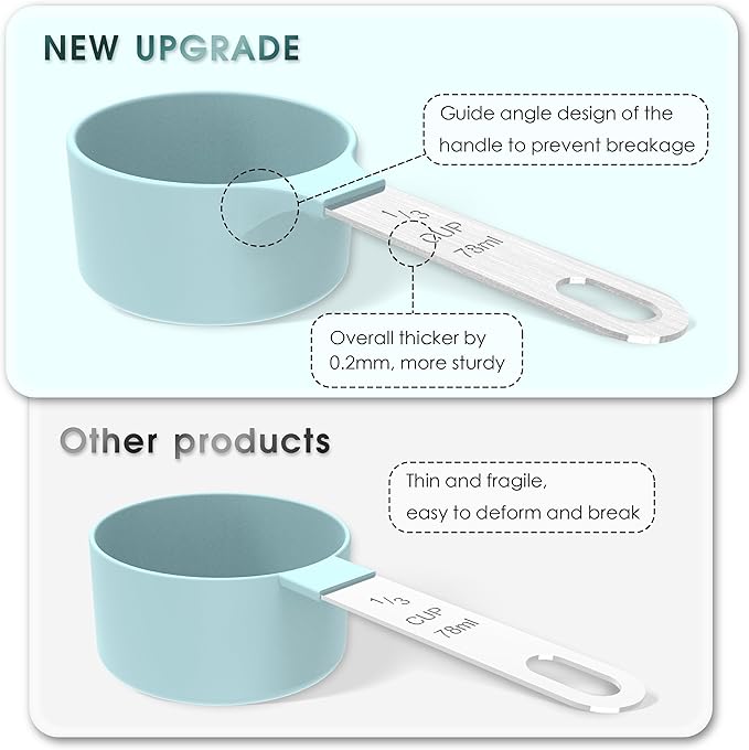 TILUCK Measuring Cups & Spoons Set, Stackable Cups and Spoons, Nesting Measure Cups with Stainless Steel Handle, Kitchen Gadgets for Cooking & Baking (Gray)