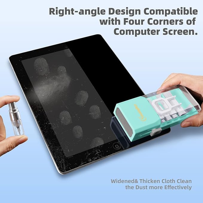 Keyboard Cleaner & Laptop Cleaning Kit for Computer Screen, TiffanyBlue | High-density Soft brush, Screen Cleaner Spray,2mm Thicken Large Microfiber Polishing Cloth,Metal Pen Tip,Flocking Sponge