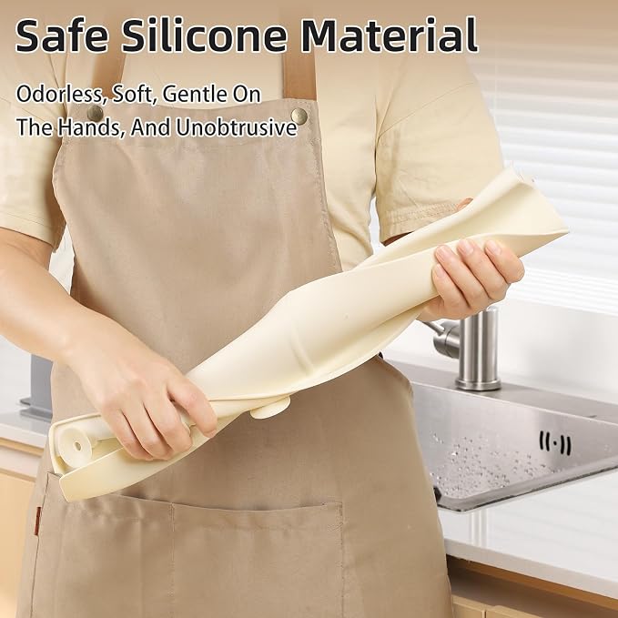 18" Upgraded Silicone Sink Splash Guard Released in 2026,Self-Draining Water Splash Guard for Kitchen Sink,Bathroom and Kitchen Island,with 3.5" High Splash Guard & 6 Strong Suction Cup (Beige)