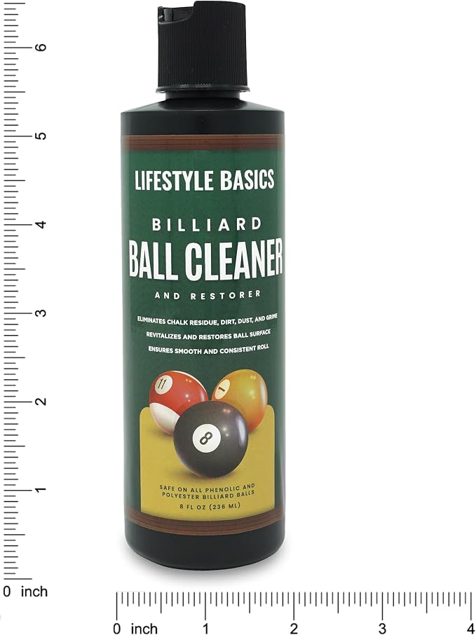 Lifestyle Basics Billiard Ball Cleaner and Restorer Polish | All-in-One Pool Ball Cleaner | Removes Chalk Residue, Dust, Dirt, and Grime