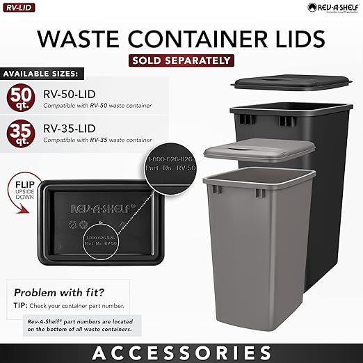 Rev-A-Shelf Pullout Trash Cans for Kitchen Cabinet, Dual 35 Qt Bins with 18" Wood Frame - Large Garbage Bin Containers for Home Waste Storage and Recycling