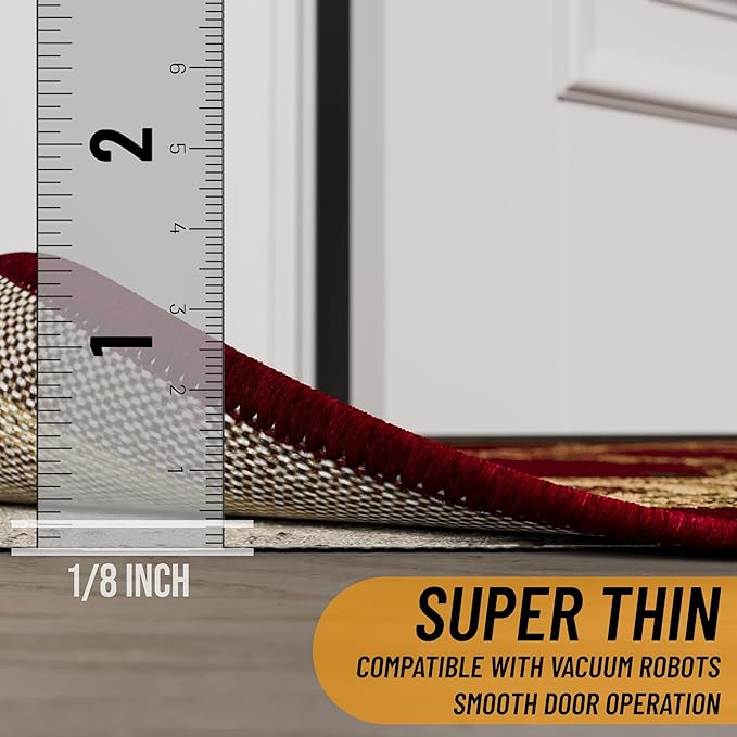 Ottomanson 7' x 7'8" Non-Slip Rug Pad Gripper 1/12 Inch Ultra Thin Dual Surface Felt + Rubber Gripper - Safe for All Floors, Cream