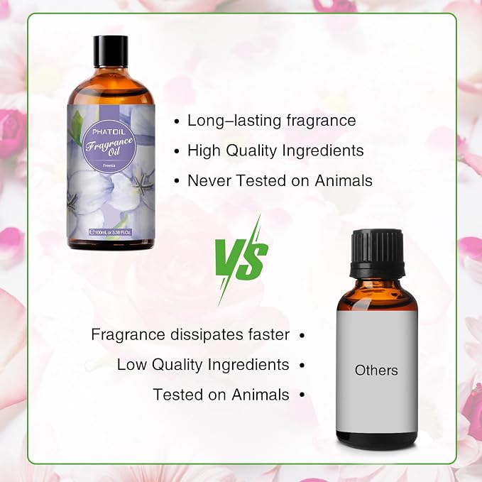 PHATOIL 3.38FL.OZ Freesia Fragrance Oils for Aromatherapy, Essential Oils for Diffusers for Home, Perfect for Diffuser, DIY Candle and Soap Making, DIY Scented Products - 100ml | Long Lasting Scented Oils For Humidifier, Air Freshener, DIY Soap Candle,...