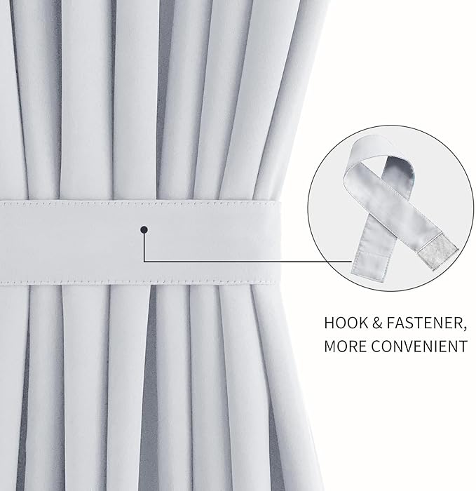DWCN French Door Curtains – Rod Pocket Thermal Curtain for Doors with Glass Window, Kitchen and Patio Doors for Privacy, 36 X 72 Inches Long, 1 Curtain Panel with Tieback,Greyish White