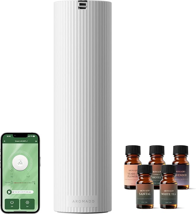 Auto Mode Scent Diffuser Starter Kit with Cold Air Tech, White | Waterless Essential Oil Diffusers for Home, 1500 Sq.Ft Coverage Scent Air Machine, Hotel Collection Diffuser