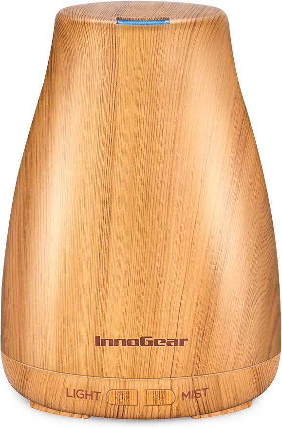 InnoGear Essential Oil Diffuser Ultrasonic Diffusers for Home Scent, Yellow | Cool Mist Humidifier, Aromatherapy, Large Room, Run up to 8hrs, Waterless Auto Off, 7 Lights, Living Room, Quiet Operation