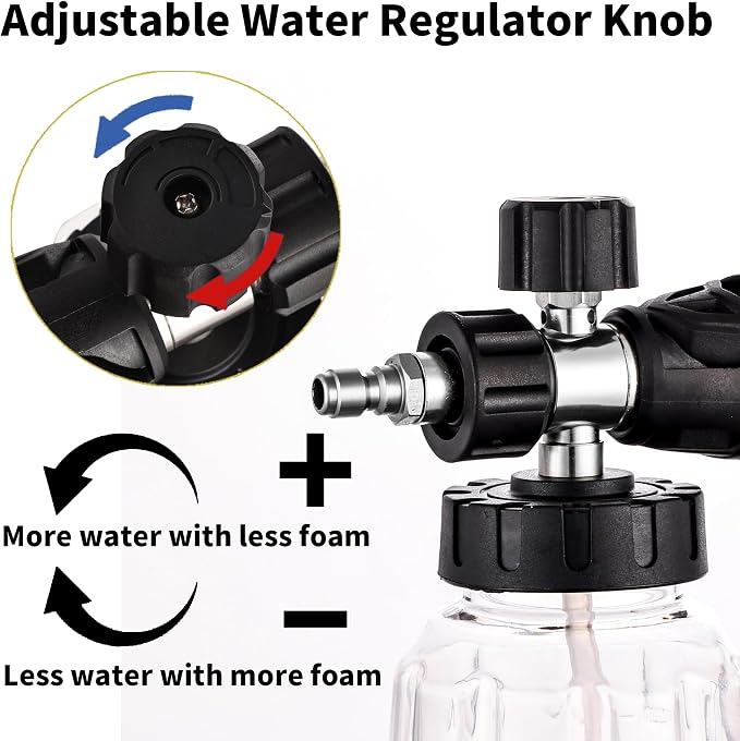 FENG PAI Foam Cannon for Pressure Washer with Dual-connector Accessory, 7 Power Washer Sprayer Nozzles, 1/4" Quick Connect Double Tip Attachment Soap Bottle Sprayer Soap, 3600 PSI (Clear)