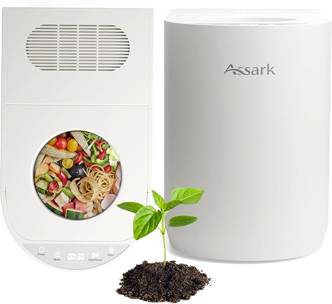 Smart 6L Electric Composter for Kitchen, Large Countertop Compost Bin with Carbon Filter & Auto-Cleaning,One-Touch Start, Smart Humidity-Sensing LED Display,Visible Window Odorless Low Noise