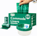 Commode Liners with Absorbent Pads, 60Pack Tear-Free Leak-Proof Bedside Commode Liners, Universal Disposable Commode/Bed Pan Liners for Bedside Commode, Standard Toilet, Chair Bucket(60Bags+60Pads)