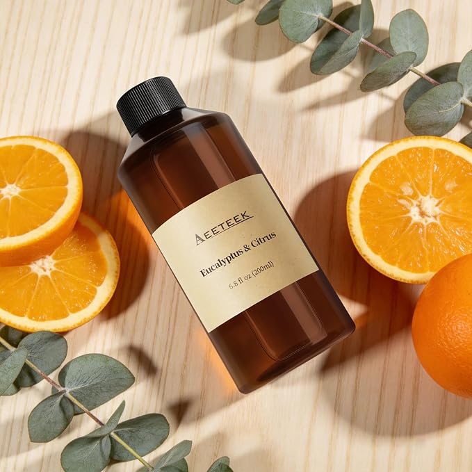 Reed Diffuser, 6.8oz Eucalyptus & Citrus Essential Oils Refill | 200ml Aroma Oil with Diffuser Sticks, Long-lasting Air Freshener, Home Fragrance for Room, Bathroom Decor
