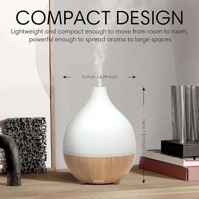 SALKING Essential Oil Diffuser 2 Pack, 100ml Aromatherapy Diffuser for Home | Cool Mist Humidifier with Auto Shut-Off, Ultrasonic Diffusers for Essential Oils, Warm White Lights, Quiet, Bedroom, Office