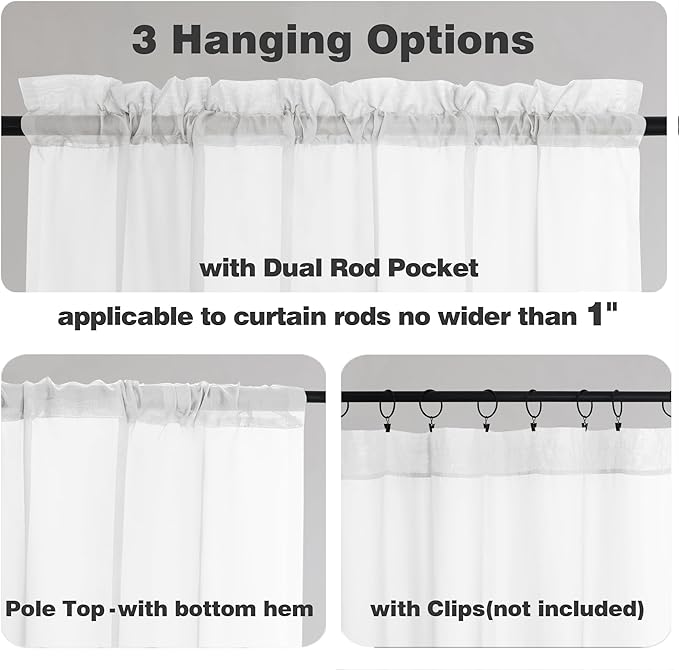 Chyhomenyc White Sheer Curtains 78 Inches Long 2 Panels Set for Living Room, Light Filtering Voile Lightweight Bedroom Curtains, Solid Window Treatment Drapes, Each 42W x 78L