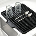 EBIGIC Silicone Dish Drying Mat, 19.7"*17" Dish Drying Pad,Kitchen Accessories,with Built-In and Non-Slip Drain,Easy Clean, Fit for Kitchen, Bar, RV, Refrigerator and Drawer Liner, Black
