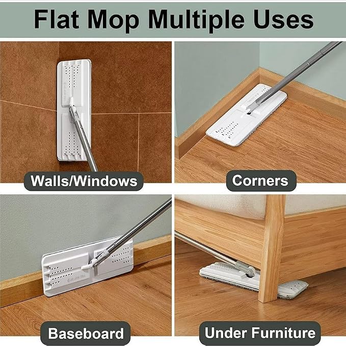 JOYMOOP Mop and Bucket Set, Dust Mops for Floor Cleaning, Wall Mop with 2 Microfiber Mop Head Replacement